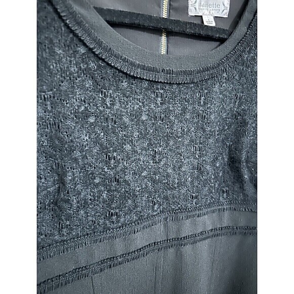 Nanette Nanette Lapore Dress Womens Size 6 Black Flocked Lace Crepe Sleeveless - Picture 4 of 7